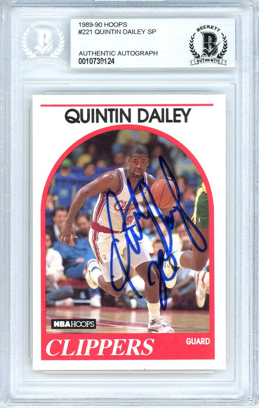 Quintin Dailey Autographed 1989-90 Hoops Card #221 Los Angeles Clippers Beckett BAS #10739124 - RSA