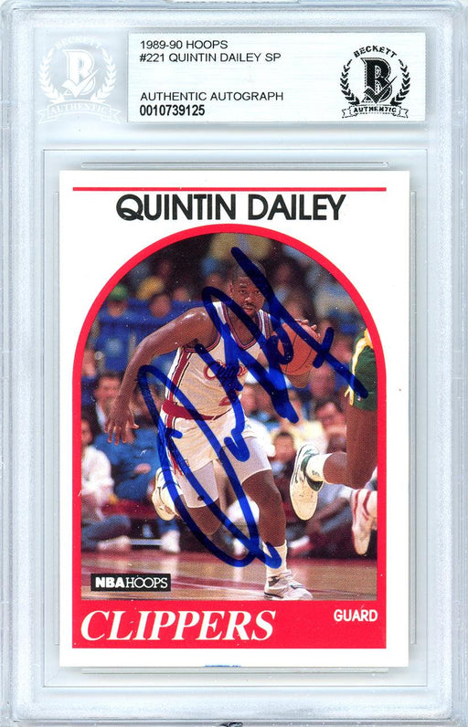 Quintin Dailey Autographed 1989-90 Hoops Card #221 Los Angeles Clippers Beckett BAS #10739125 - RSA