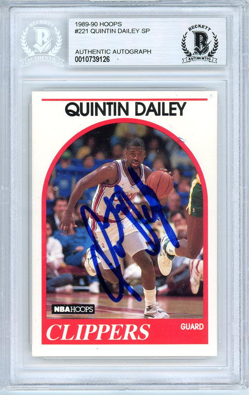 Quintin Dailey Autographed 1989-90 Hoops Card #221 Los Angeles Clippers Beckett BAS #10739126 - RSA