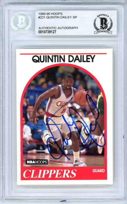 Quintin Dailey Autographed 1989-90 Hoops Card #221 Los Angeles Clippers Beckett BAS #10739127 - RSA