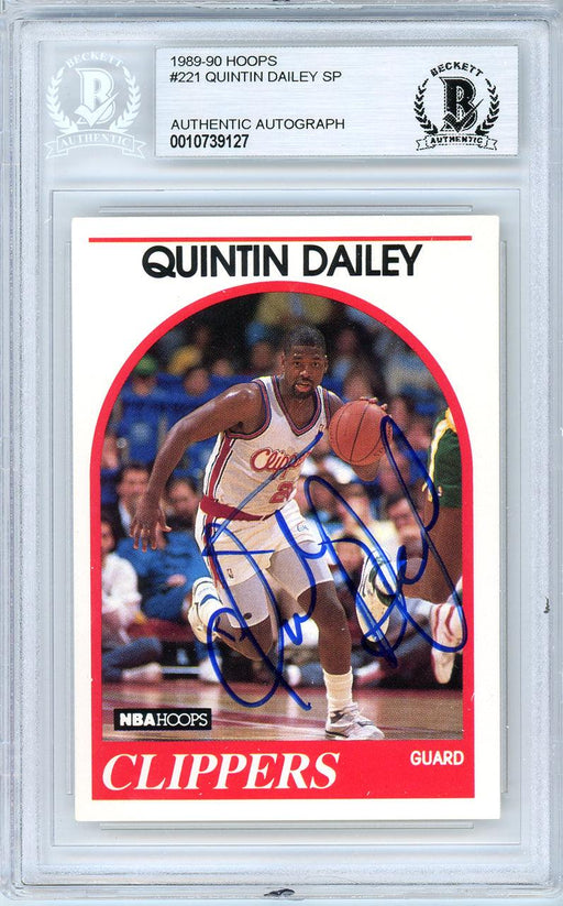 Quintin Dailey Autographed 1989-90 Hoops Card #221 Los Angeles Clippers Beckett BAS #10739127 - RSA