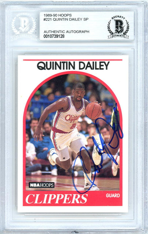 Quintin Dailey Autographed 1989-90 Hoops Card #221 Los Angeles Clippers Beckett BAS #10739128 - RSA