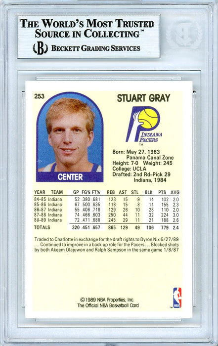 Stuart Gray Autographed 1989-90 Hoops Card #253 Indiana Pacers Beckett BAS #10739132 - RSA