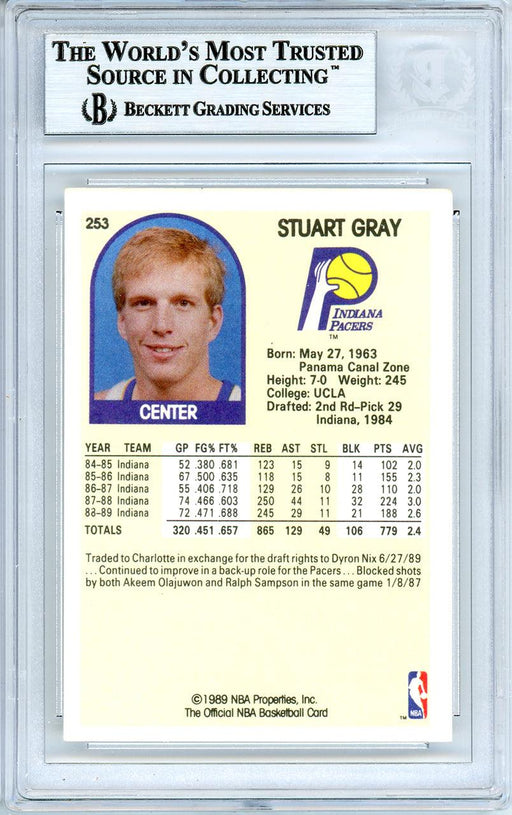 Stuart Gray Autographed 1989-90 Hoops Card #253 Indiana Pacers Beckett BAS #10739133 - RSA