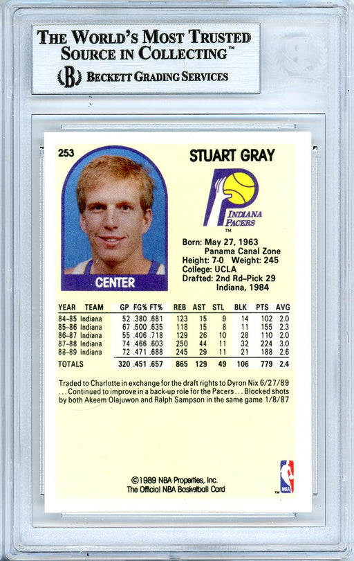 Stuart Gray Autographed 1989-90 Hoops Card #253 Indiana Pacers Beckett BAS #10739134 - RSA