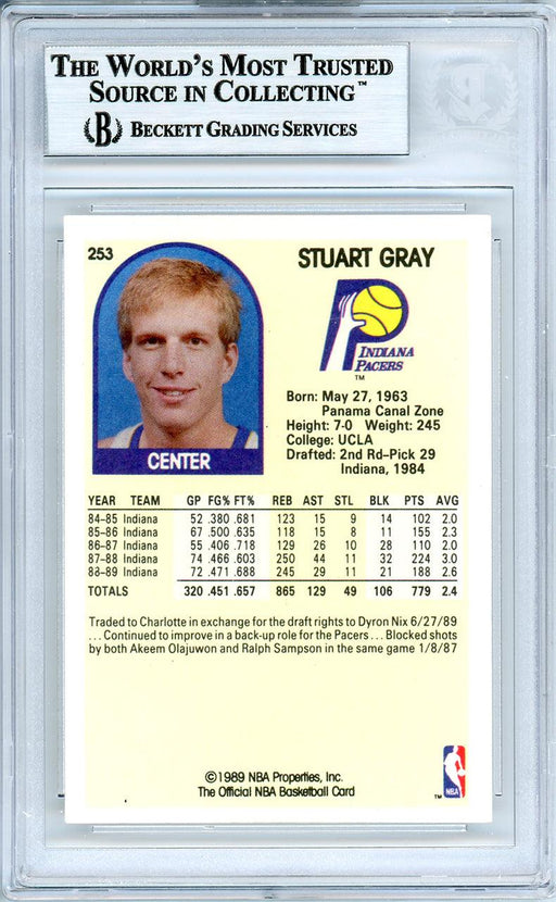 Stuart Gray Autographed 1989-90 Hoops Card #253 Indiana Pacers Beckett BAS #10739136 - RSA