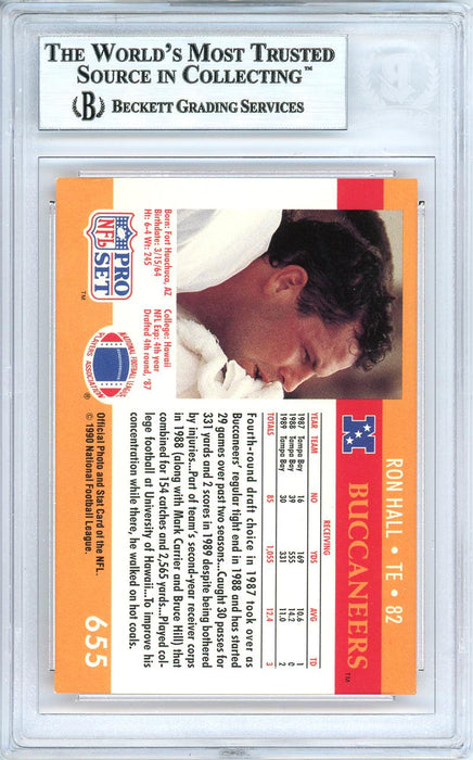 Ron Hall Autographed 1990 Pro Set Card #655 Tampa Bay Buccaneers Beckett BAS #10739230 - RSA