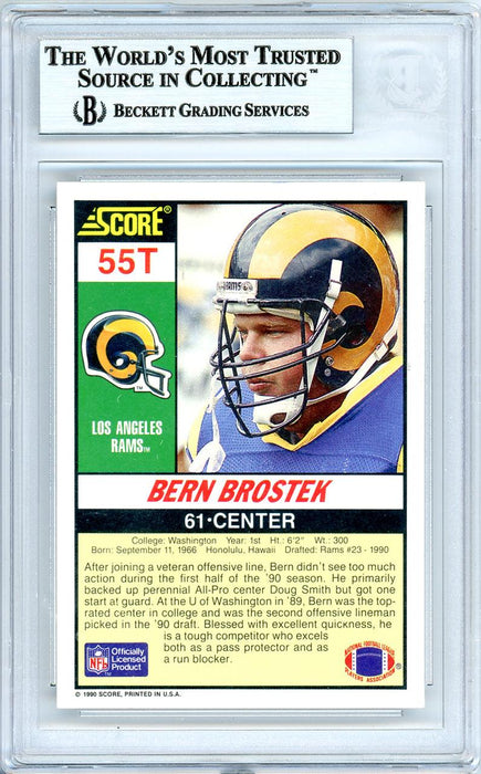 Bern Brostek Autographed 1990 Score Rookie Card #55T Los Angeles Rams RSA Bern Brostek Autographed 1990 Score Rookie Card #55T Los Angeles Rams RSA