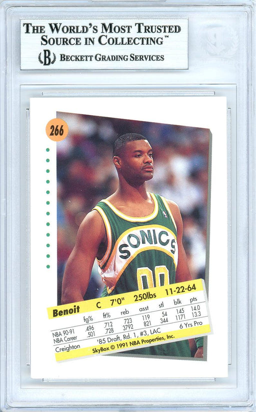 Benoit Benjamin Autographed 1991-92 Skybox Card #266 Seattle Super Sonics Beckett BAS #10739412 - RSA