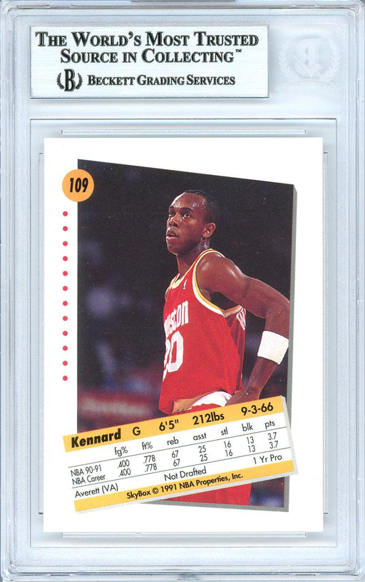 Kennard Winchester Autographed 1991-92 Skybox Rookie Card #109 Houston Rockets Beckett BAS #10739415 - RSA
