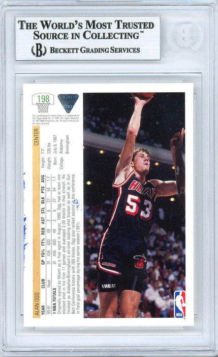 Alan Ogg Autographed 1991-92 Upper Deck Rookie Card #198 Miami Heat Beckett BAS #10739416 - RSA