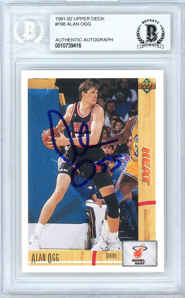 Alan Ogg Autographed 1991-92 Upper Deck Rookie Card #198 Miami Heat Beckett BAS #10739416 - RSA