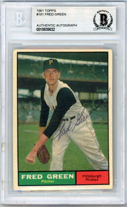 Dick Green Autographed 1961 Topps Card #181 Pittsburgh Pirates Beckett BAS #10838632 - RSA