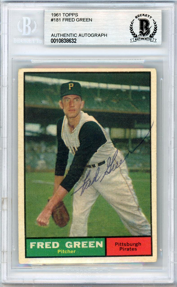 Dick Green Autographed 1961 Topps Card #181 Pittsburgh Pirates Beckett BAS #10838632 - RSA