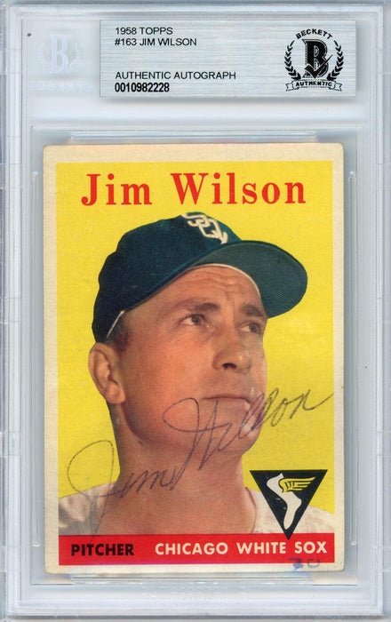 Jim Wilson Autographed 1958 Topps Card #163 Chicago White Sox Beckett BAS #10982228 - RSA