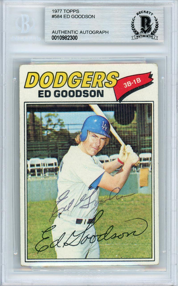 Ed Goodson Autographed 1977 Topps Card #584 Los Angeles Dodgers Beckett BAS #10982300 - RSA