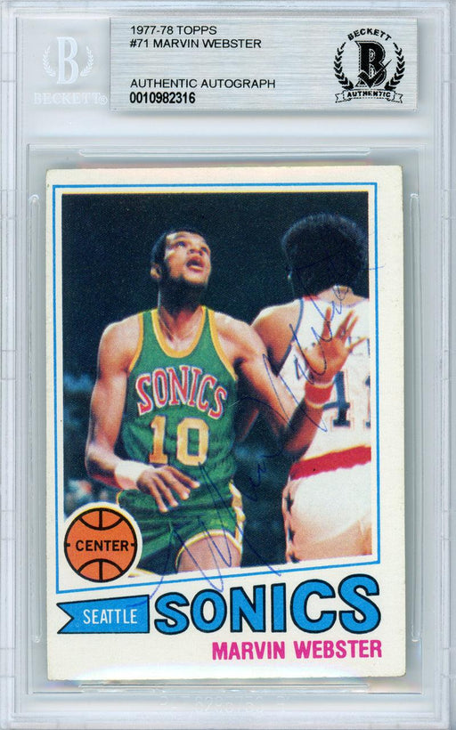 Marvin Webster Autographed 1977-78 Topps Rookie Card #71 Seattle Supersonics Beckett BAS #10982316 - RSA