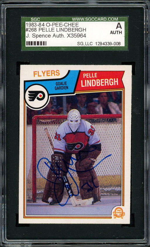 Pelle Lindbergh Autographed 1983-84 O-Pee-Chee Rookie Card #268 Philadelphia Flyers JSA #X35964 - RSA