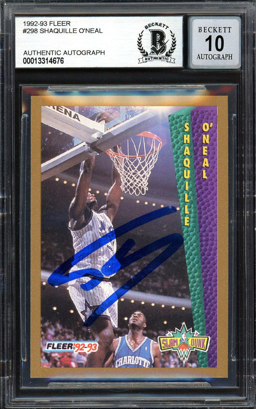 Shaquille "Shaq" O'Neal Autographed 1992-93 Fleer Rookie Card #298 Orlando Magic Beckett BAS #13314676 - RSA