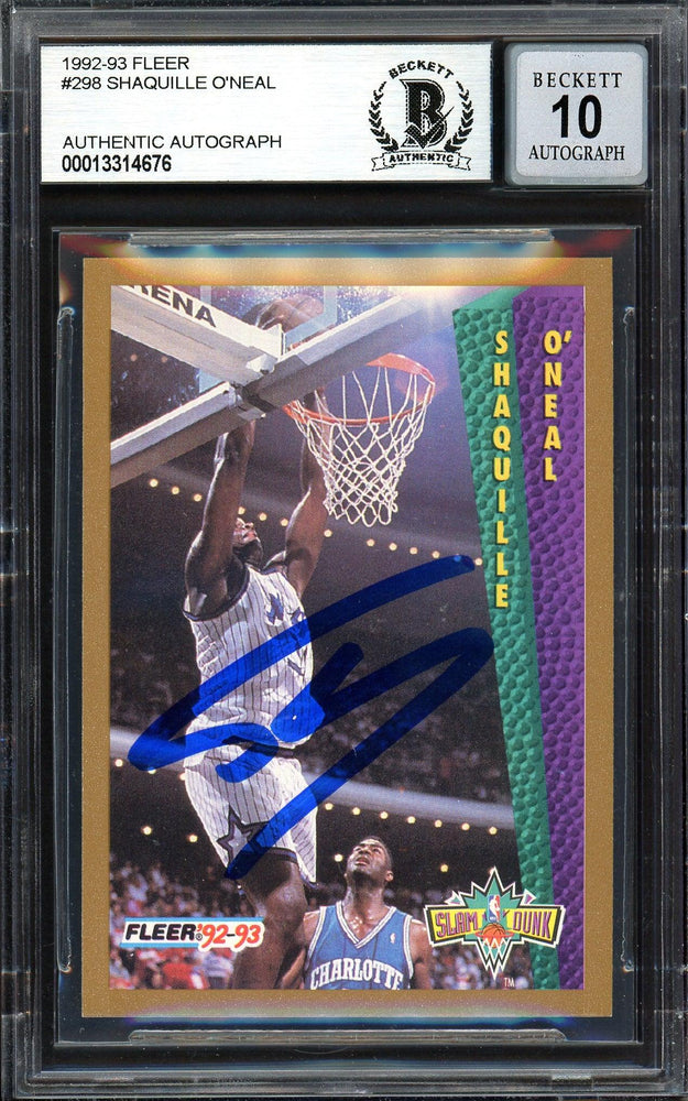 Shaquille "Shaq" O'Neal Autographed 1992-93 Fleer Rookie Card #298 Orlando Magic Beckett BAS #13314676 - RSA