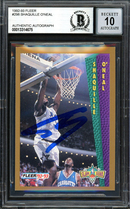 Shaquille "Shaq" O'Neal Autographed 1992-93 Fleer Rookie Card #298 Orlando Magic Beckett BAS #13314675 - RSA