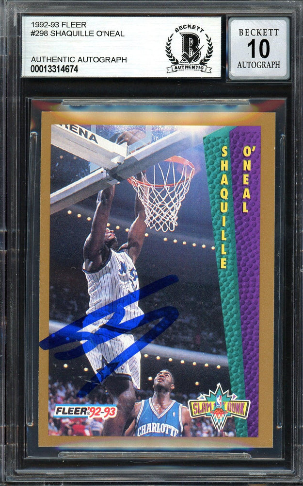 Shaquille "Shaq" O'Neal Autographed 1992-93 Fleer Rookie Card #298 Orlando Magic Beckett BAS #13314674 - RSA