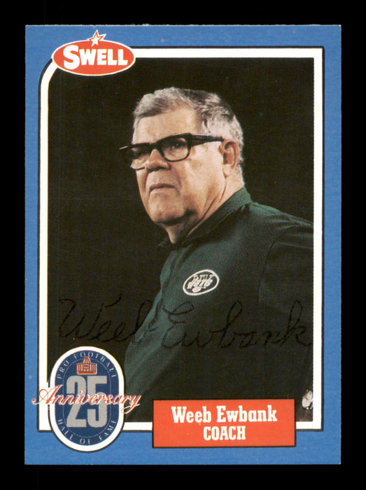 Weeb Ewbank Autographed 1988 Swell Card #39 New York Jets Signed Front & Back SKU #197590 - RSA