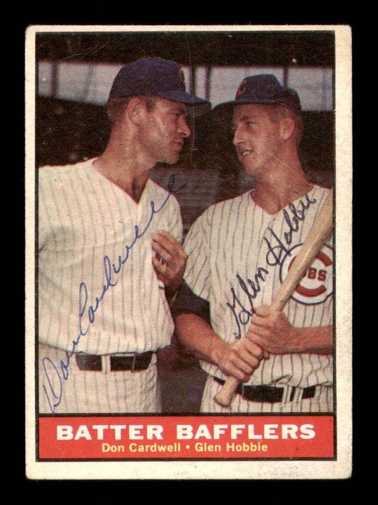Don Cardwell & Glen Hobbie Autographed 1961 Topps Card #393 Chicago Cubs SKU #197881 - RSA