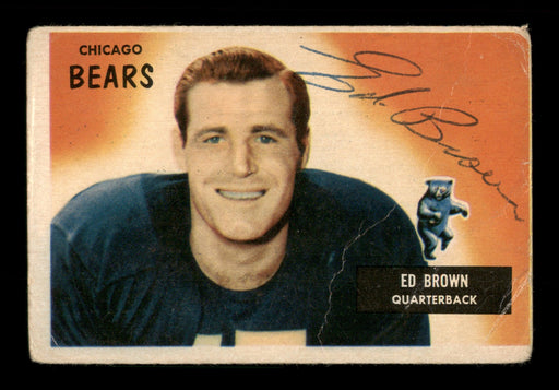 Ed Brown Autographed 1955 Bowman Rookie Card #53 Chicago Bears (Off-Condition) SKU #198046 - RSA