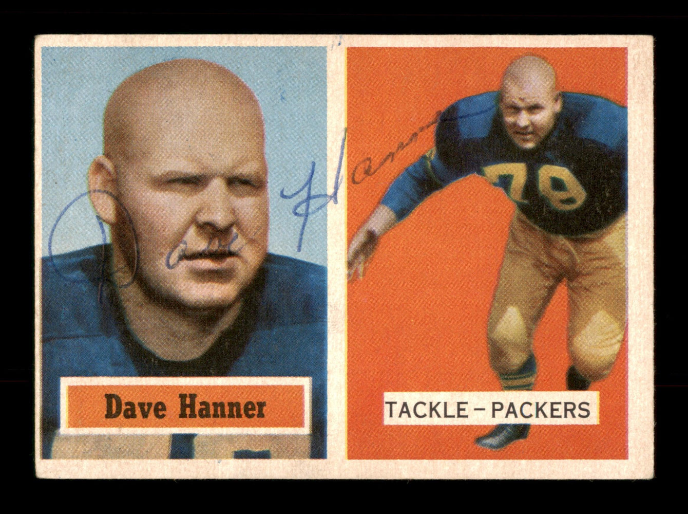 Dave Hanner Autographed 1957 Topps Card #21 Green Bay Packers SKU #198069 - RSA