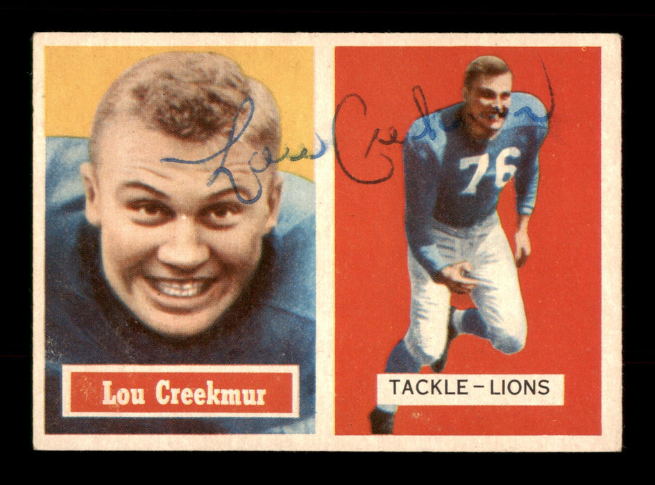 Lou Creekmur Autographed 1957 Topps Card #20 Detroit Lions SKU #198075 - RSA