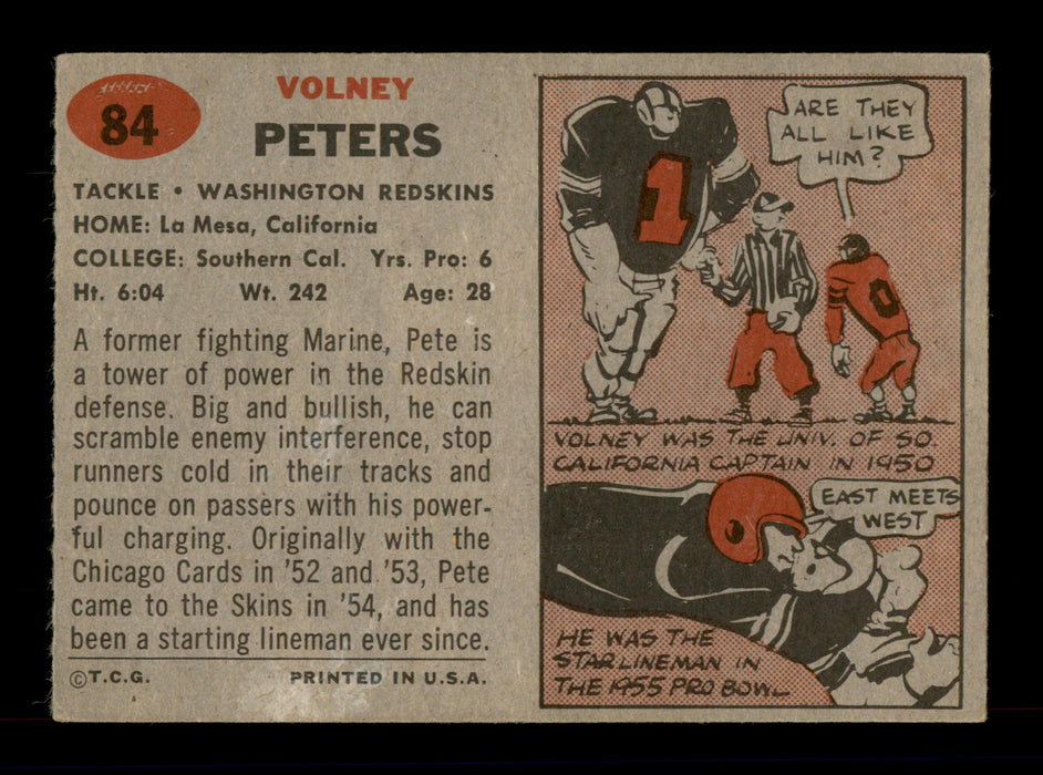 Volney Peters Autographed 1957 Topps Card #84 Washington SKU #198120 - RSA