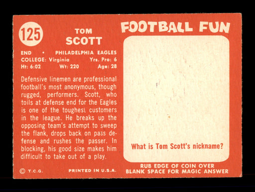 Tom Scott Autographed 1958 Topps Card #125 Philadelphia Eagles SKU #198148 - RSA