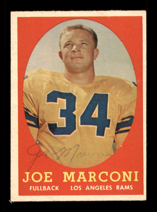 Joe Marconi Autographed 1958 Topps Rookie Card #63 Los Angeles Rams SKU #198165 - RSA