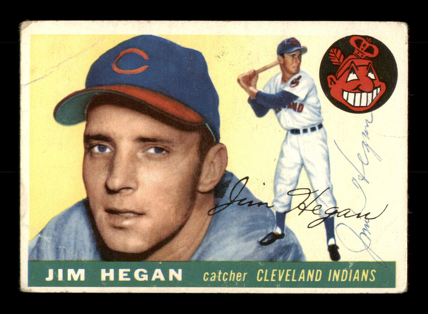 Jim Hegan Autographed 1955 Topps Card #7 Cleveland Indians SKU #198348 - RSA