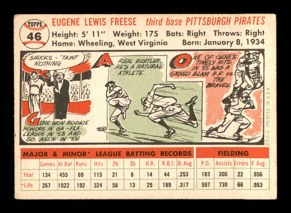 Gene Freese Autographed 1956 Topps Card #46 Pittsburgh Pirates SKU #198390 - RSA