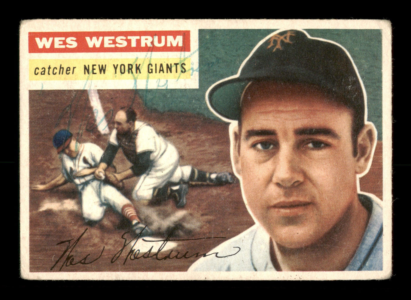 Wes Westrum Autographed 1956 Topps Card #156 New York Giants SKU #198419 - RSA