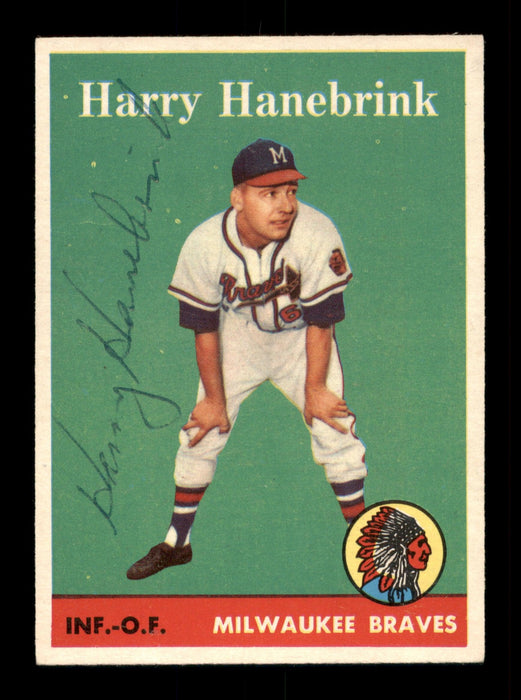 Harry Hanebrink Autographed 1958 Topps Rookie Card #454 Milwaukee Braves SKU #198519 - RSA