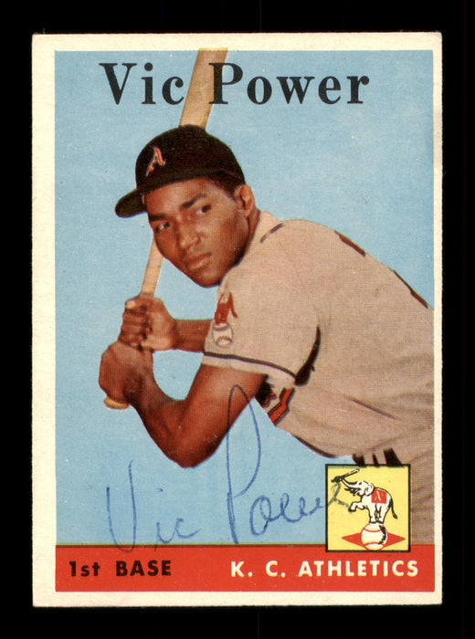 Vic Power Autographed 1958 Topps Card #406 Kansas City A's SKU #198524 - RSA
