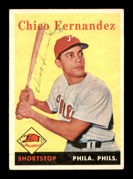 Chico Fernandez Autographed 1958 Topps Card #348 Philadelphia Phillies SKU #198558 - RSA