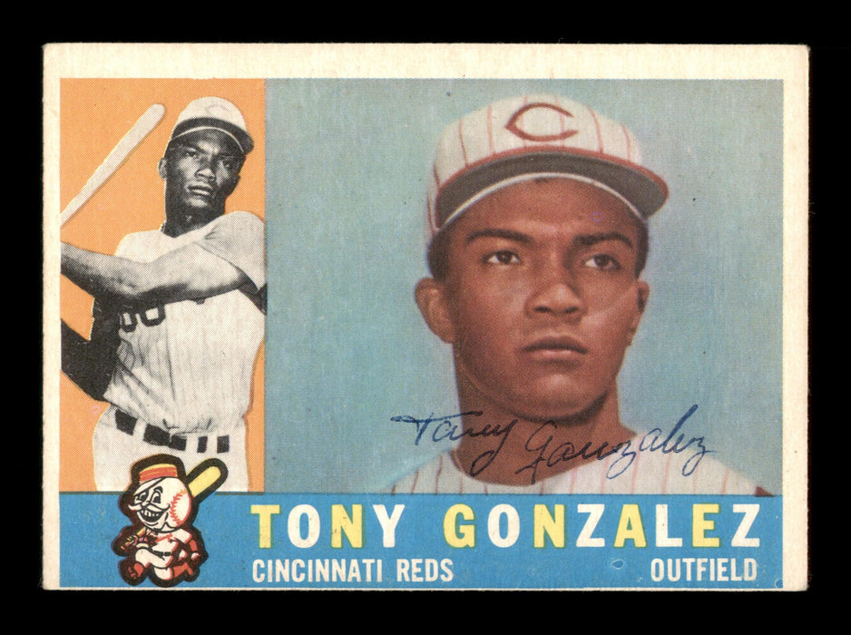 Tony Gonzalez Autographed 1960 Topps Rookie Card #518 Cincinnati Reds SKU #198718 - RSA