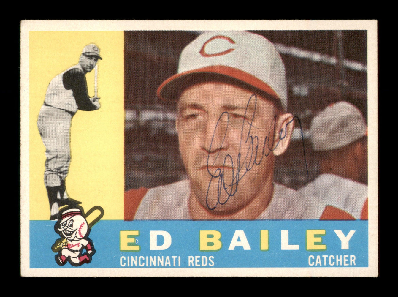 Ed Bailey Autographed 1960 Topps Card #411 Cincinnati Reds SKU #198740 - RSA