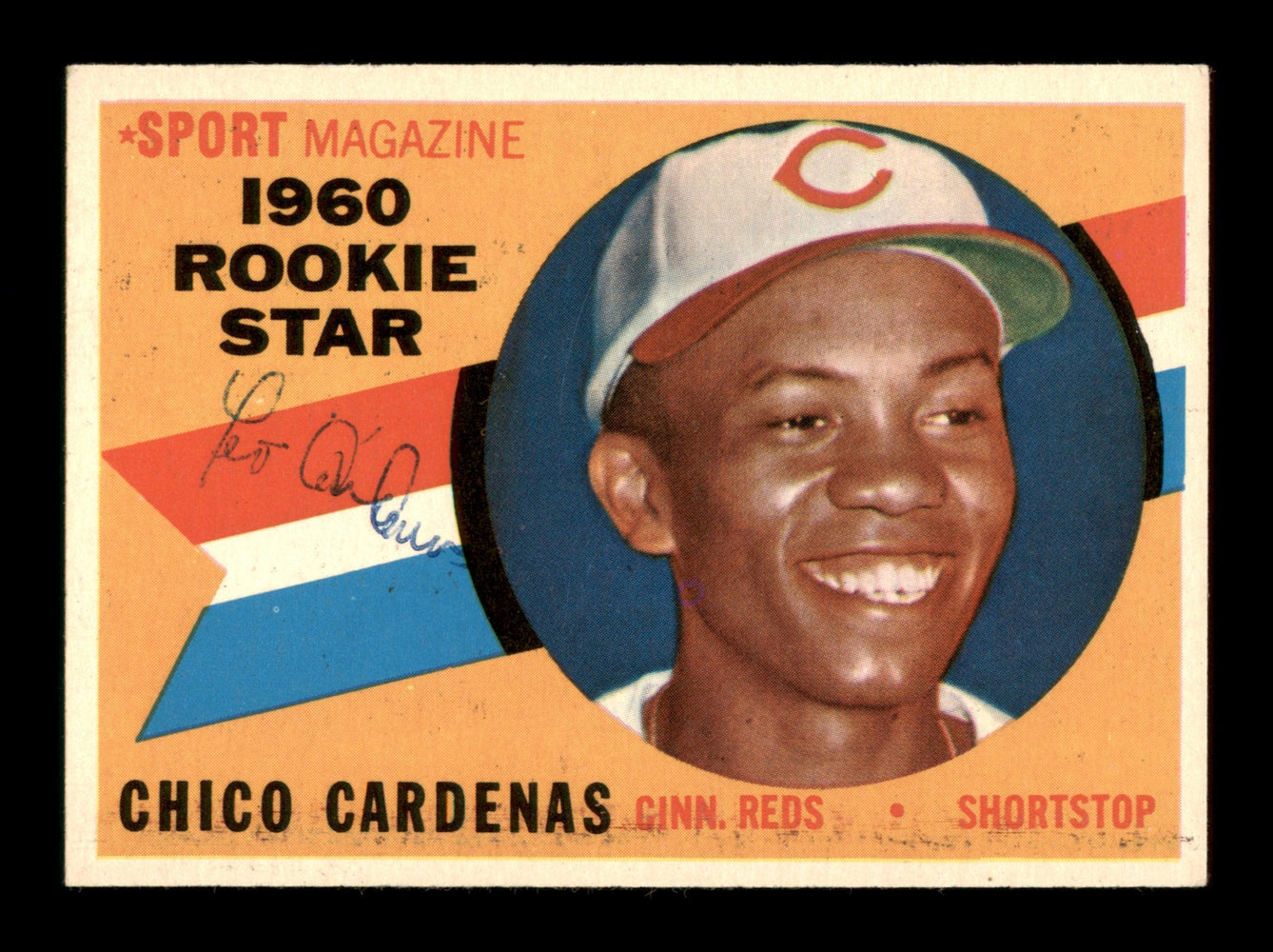 Leo Chico Cardenas Autographed 1960 Topps Rookie Card #119 Cincinnati Reds SKU #198787 - RSA