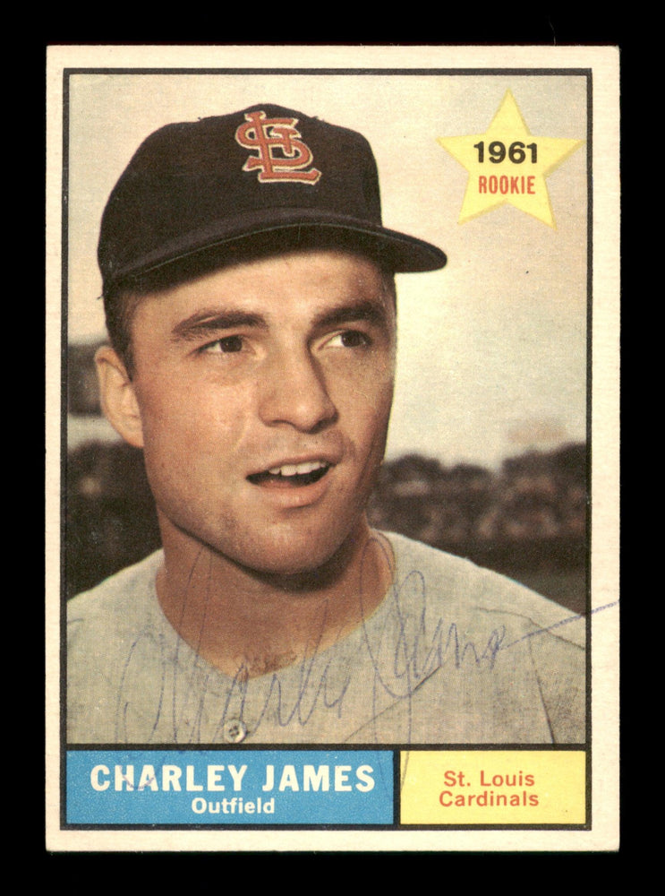Charley Charlie James Autographed 1961 Topps Card #561 St. Louis Cardinals High Number SKU #198843 - RSA
