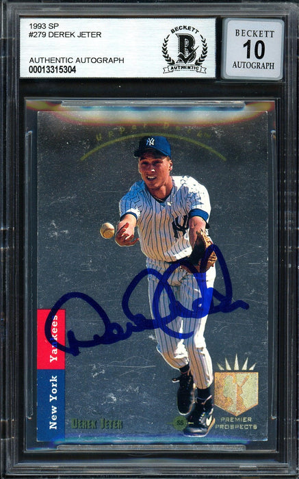 graded derek jeter rookie card Derek Jeter Autographed 1993 Upper Deck SP Rookie Card #279 New York Yankees Auto Grade Gem Mint 10 Beckett BAS #13315304