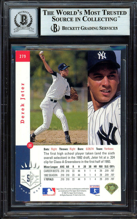 Derek Jeter Autographed 1993 Topps Rookie Card #98 New York Yankees Auto  Grade Gem Mint 10 Vintage Rookie Signature Beckett BAS #14868896