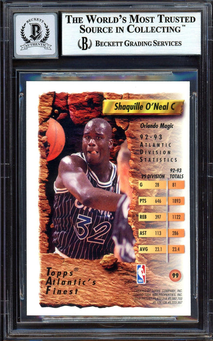 Shaquille Shaq O'Neal Autographed 1993-94 Topps Finest Card #99 Orlando Magic Auto Grade Gem Mint 10 Beckett BAS #13315316 - RSA