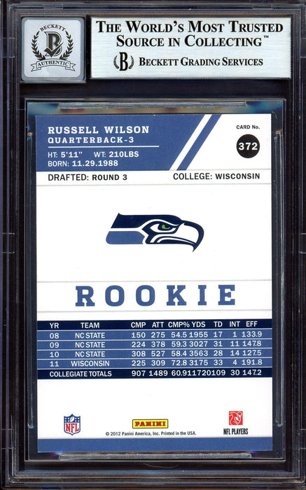 Russell Wilson Autographed 2012 Score Rookie Card #372 Seattle Seahawks Auto Grade Gem Mint 10 Beckett BAS #13315357 - RSA