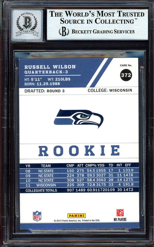 Russell Wilson Autographed 2012 Score Rookie Card #372 Seattle Seahawks Auto Grade Gem Mint 10 Beckett BAS #13315358 - RSA