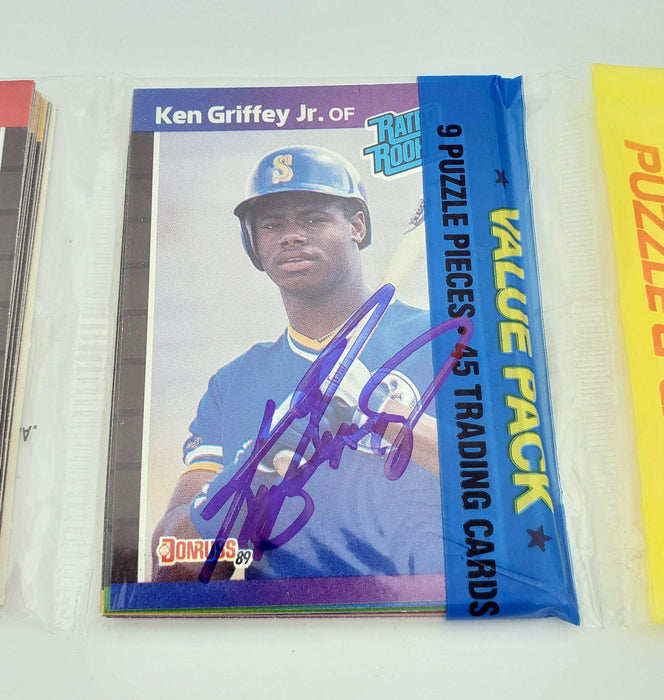 Ken Griffey Jr. Autographed Sealed 1989 Donruss Baseball Rack Pack Rookie Seattle Mariners Beckett BAS #BB79344 - RSA